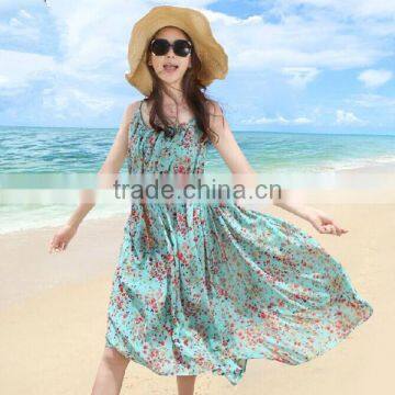 ladies sleeveless floral print bohemia summer chiffon elegant casual beach dress