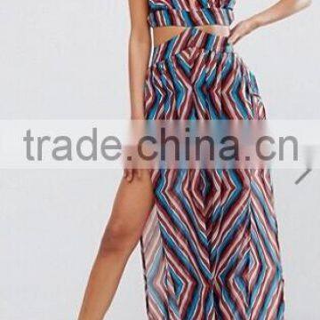 Fashionable Boohoo Maxi Beach Dress Set Crop Top Set photo-5