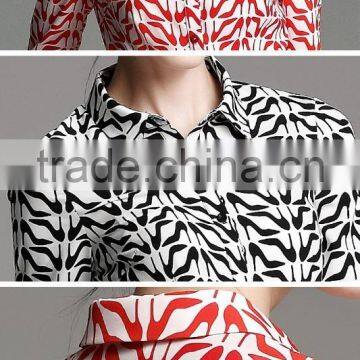Office Ladies Elegant Fashion Printed Long Sleeve Formal Shirt photo-4