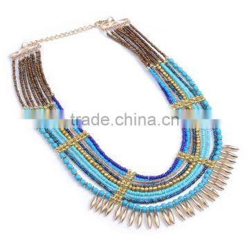 2016 Big Brand Women Multilayer Chain Necklace Jewelry ,blue Color Chain Necklace photo-3