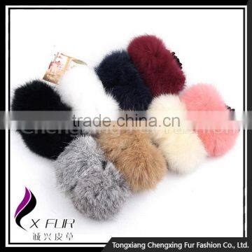CX-E-21 Genuine Rabbit Fur Ball Elastic Hair Band ~Mixed Colors photo-3