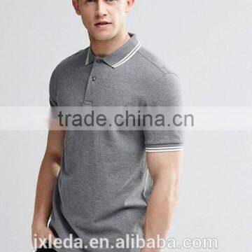 OEM wholesale men grey 100% cotton pique plain slim fit polo shirt