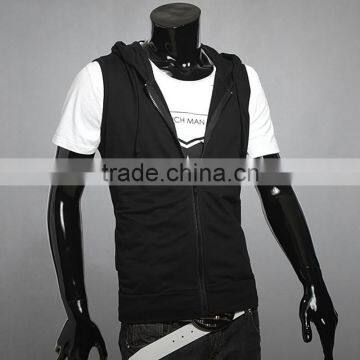 Blank Waistcoat Zipper Hoodies Sports Sweatshirt Plain Cotton Gray Black 2 Colors photo-5