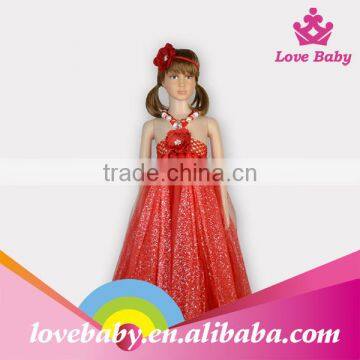 LBE4091259 Manufacturer tutu long dress kids party dresses red tulle skirt