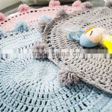 S65605A Round Blanket Large Ball Blanket Baby Crochet Knitted Pom Pom Blankets photo-2