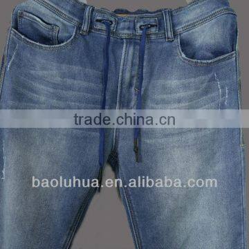 Blue Denim Mens Elastic Waist Sports Pants photo-2