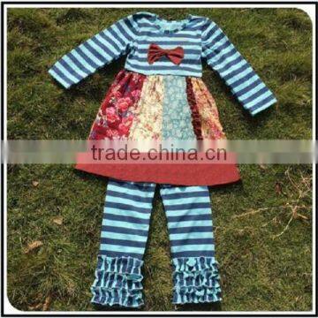 2016 Easter Giggle Moon Remake Girls Outfits Spring Summer Sets Persnickety Kids Girl Knot Clothing Set Remake Stripes Boutique photo-6