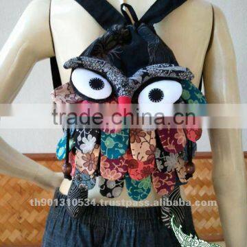 Hill Tribe Patchwork Fabric OWL Backpack