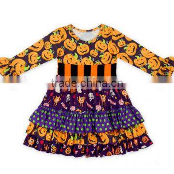 wholesale fashion new style Halloween girl's pumpkin fold dress clothing