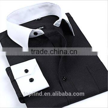 European & American Fashionable Style White Collar & Cuff Men's Dress Fitness Shirt With Long Sleeve photo-2