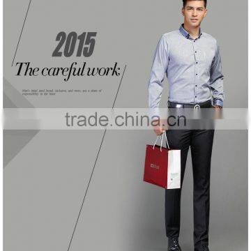 Double Collar Shirt With Woven Tape Decoration Cuff Check Design Non Iron Shirt photo-4