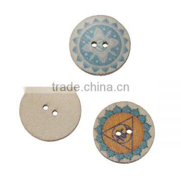 Wood Sewing Buttons Scrapbooking 2 Holes Round At Random Chakra Pattern 20mm Dia photo-3