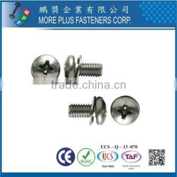 Taiwan Philip Pan Head Soft Machine Screw With Header Point SEMS With Double Washer External Tooth Washer and Flat Washer