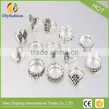 13pcs/Set Boho Vintage Punk Gold Silver Stone Midi Finger Rings For Women Bohemian Ring Set Jewelry photo-3