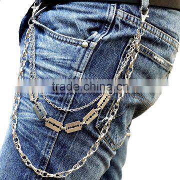 Punk Rock Blade 3 Line Biker Trucker Keychain Key Jean Wallet Chain