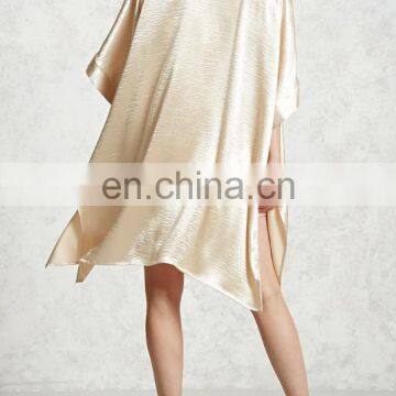 Fashion Womens Plain Satin Kimono With Draped Open-front photo-5