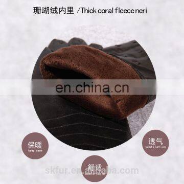 China Factory Wholesale Winter Warm Real Sheepskin Soft Leather Work Glove for Lady photo-6
