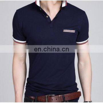 2016 Fashion New Design Solid Color Men's Short Sleeve Polo T Shirt Slim T-shirt With Chest Pocket photo-3