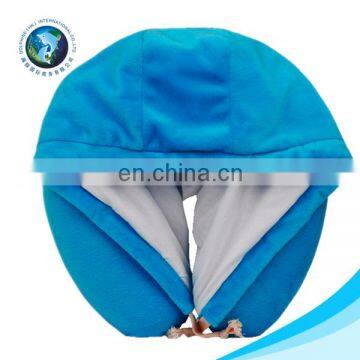 Professional manufacturer cheap u shape travel pillow with hat fashion custom travel neck pillow