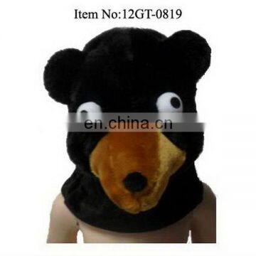 plush animal head for mask party,bear head black masks for kids