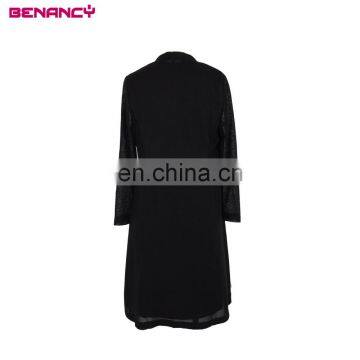 Fashionable Black and White Hit Colour Two Piece Vest Dress And Long Blouse Cardigan For Women Everyday Wear photo-3