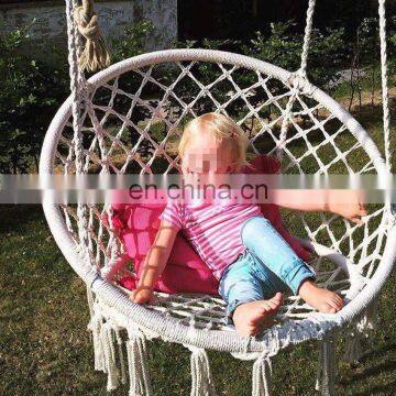 Handmade Hanging Cotton Beige Macrame Hammock Chair Swing Relax In Home