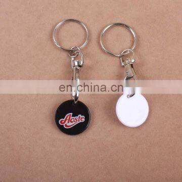 logo shopping cart trolley coin holder key ring