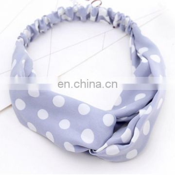 Chiffon cloth art dot cross fancy hair band 2017 latest hairbands Stretch headbands for girl