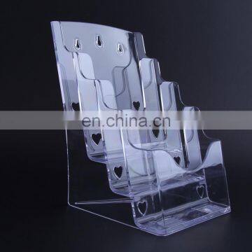 Custom 4 tiers wall mounted and tabletop clear acrylic brochure magazine holder