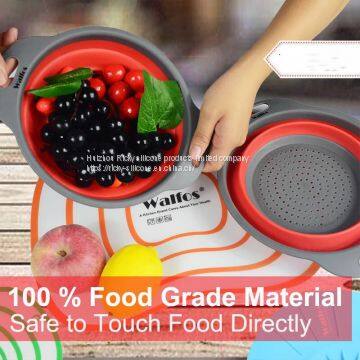 Collapsible Washing Drainer With Handle Fruit Vegetable Filter Basket Silicone Foldable Colander Kitchen Storage Tools Container photo-2