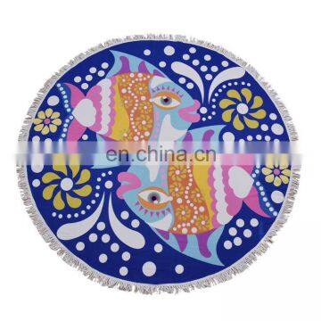 Customsized Different Shapes/Sizes/Weight Microfiber Printed Round Beach Towels