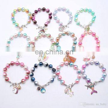 Children Fairy Tale Bracelet Mermaid Unicorn Ice-cream Charms Girl Bracelet Pendants 12Colors photo-2