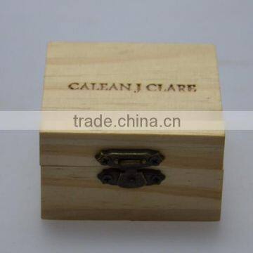 Natural color unfinished burnt stamp logo wooden boxes,hinge box wood accept OEM