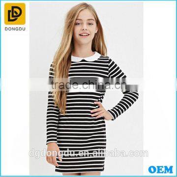 Newest design Kids long sleeve cotton striped dresses