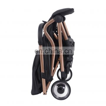 Compact Size Easy Carry Baby Luxury Leather T Bar Handle BB Strollers Baby with Polished Aluminium Frame