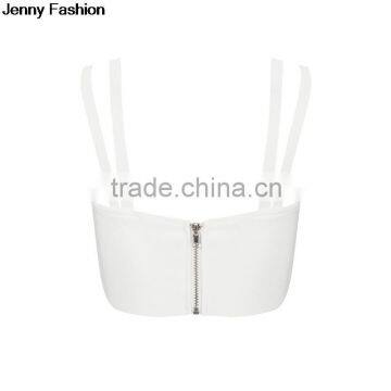 Jenny Fashion Wholesale 2016 New White Beige Red Yellow Sey Cute Women Strap Bandage Bustier Crop Tops photo-3