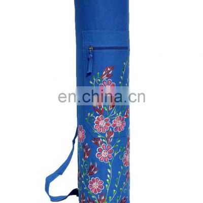 Beautiful flower embroidery design professional zippered bag for yoga mat Indian supplier