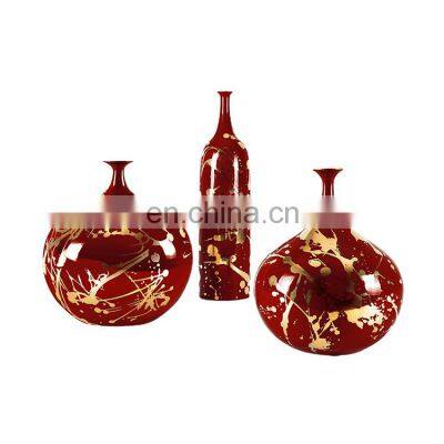 Luxury Chinese Hand Paint Gold Ink Porcelain Ceramic Interior Decoration Vase