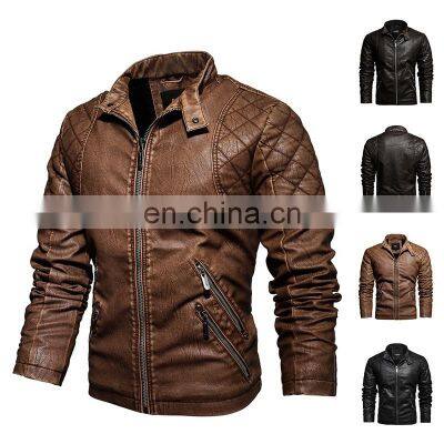 Mens Motorcycle Jacket Autumn Winter Men New Faux PU Leather Jackets Casual Embroidery Biker Coat Zipper Fleece Jacket