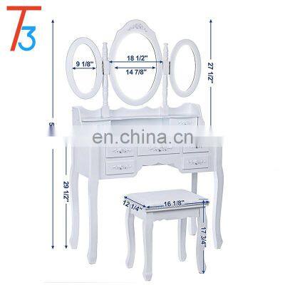 Modern Bedroom Customized Size Makeup Wooden Luxury Dresser Table photo-2