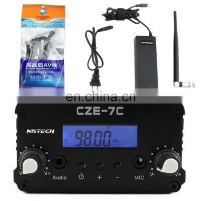 CZE-7C 1W 7W FM Transmitter Stereo LCD Broadcast Radio Station for Home Wireless Audio System