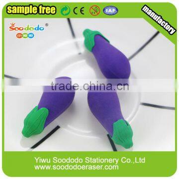 Hottest sales eggplant shaped 3D puzzle TPR erasers