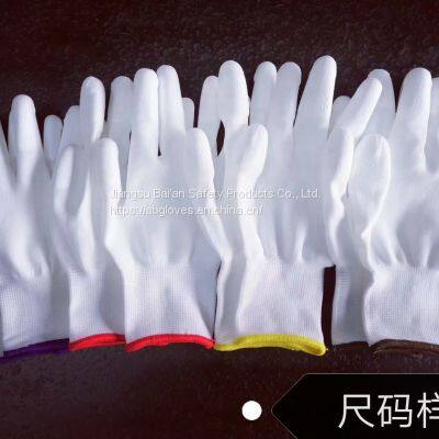 13 Gauge Shell Elastic Red Cuffs Hand Work Safety PU Coating Dipped Top Fit Polyurethane Gloves