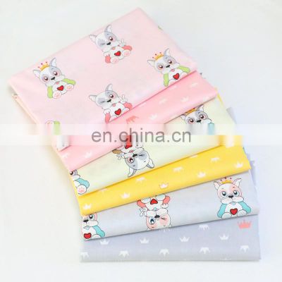 Cartoon dog crown printed fabric newborn bag cotton twill for children bedding fabric