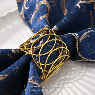 Wire Loop Napkin Ring Loop Napkin Ring Silk Cloth Ring Napkin Buckle Gold Cross Border Spot Wedding Metal Stainless Steel photo-2