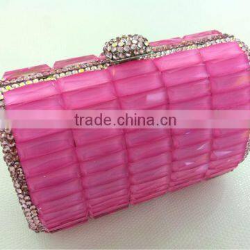 Colorful glass stone matarial evening clutch bag