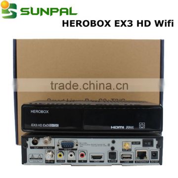 High Speed HEROBOX EX3 HD DVB-S2/T2/C satellite receivers wifi