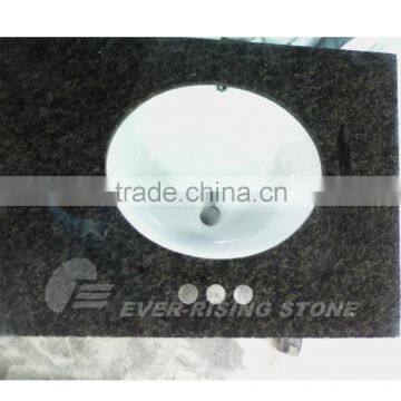 Dark Green Granite Bathroom Vanity Tops with Ceramic Sink