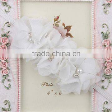 Cute Girl Princess Headbands Baby Girl Flowers Cotton Elastic Headband Kids Handmake Pearls Flower Headband for Girls photo-5