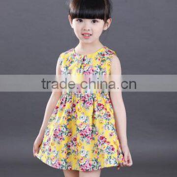 2016 summer new fashion kids clothes baby girl sleeveless floral dress with cheap price